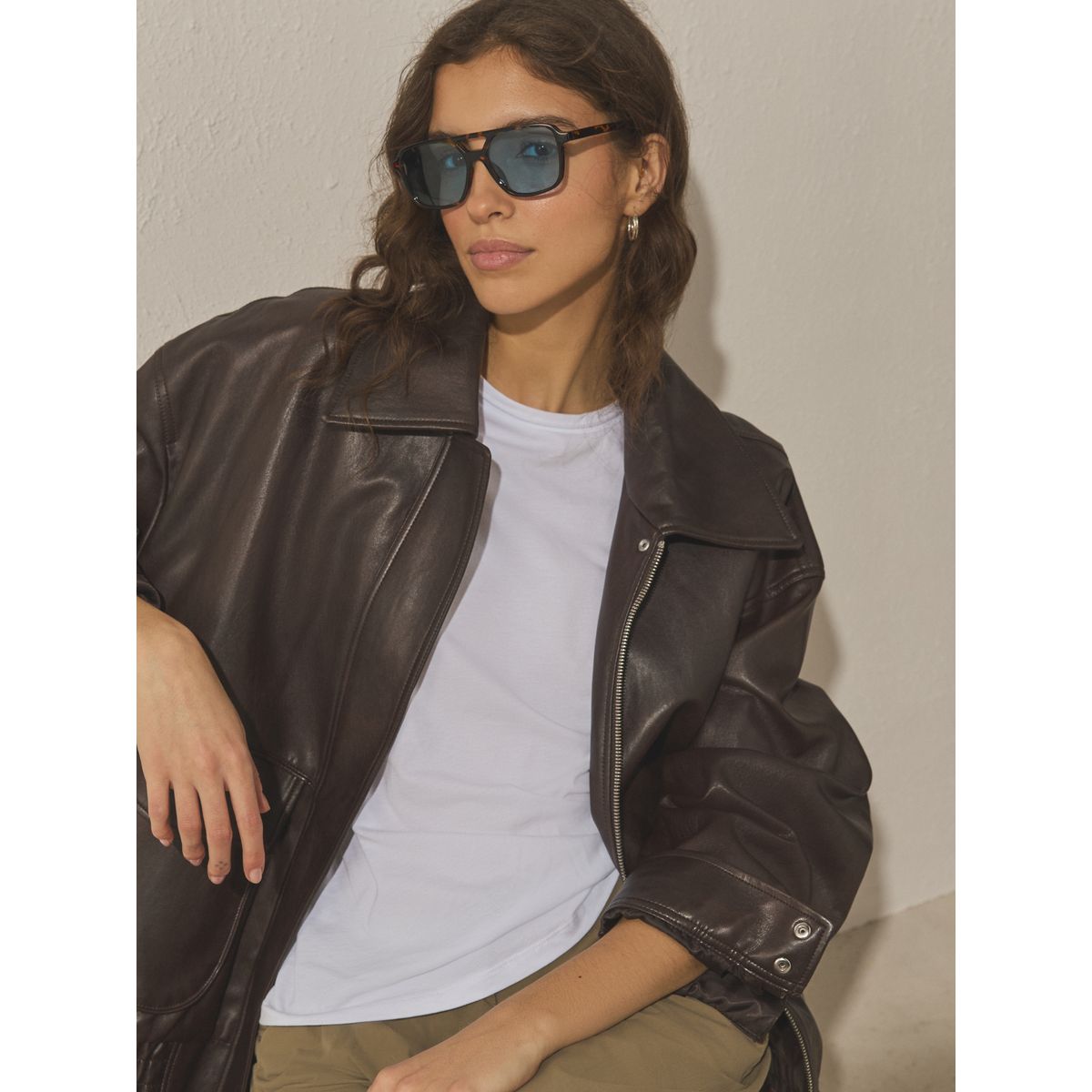 Lunettes de soleil carrées écaille de tortue bleue, NEXT