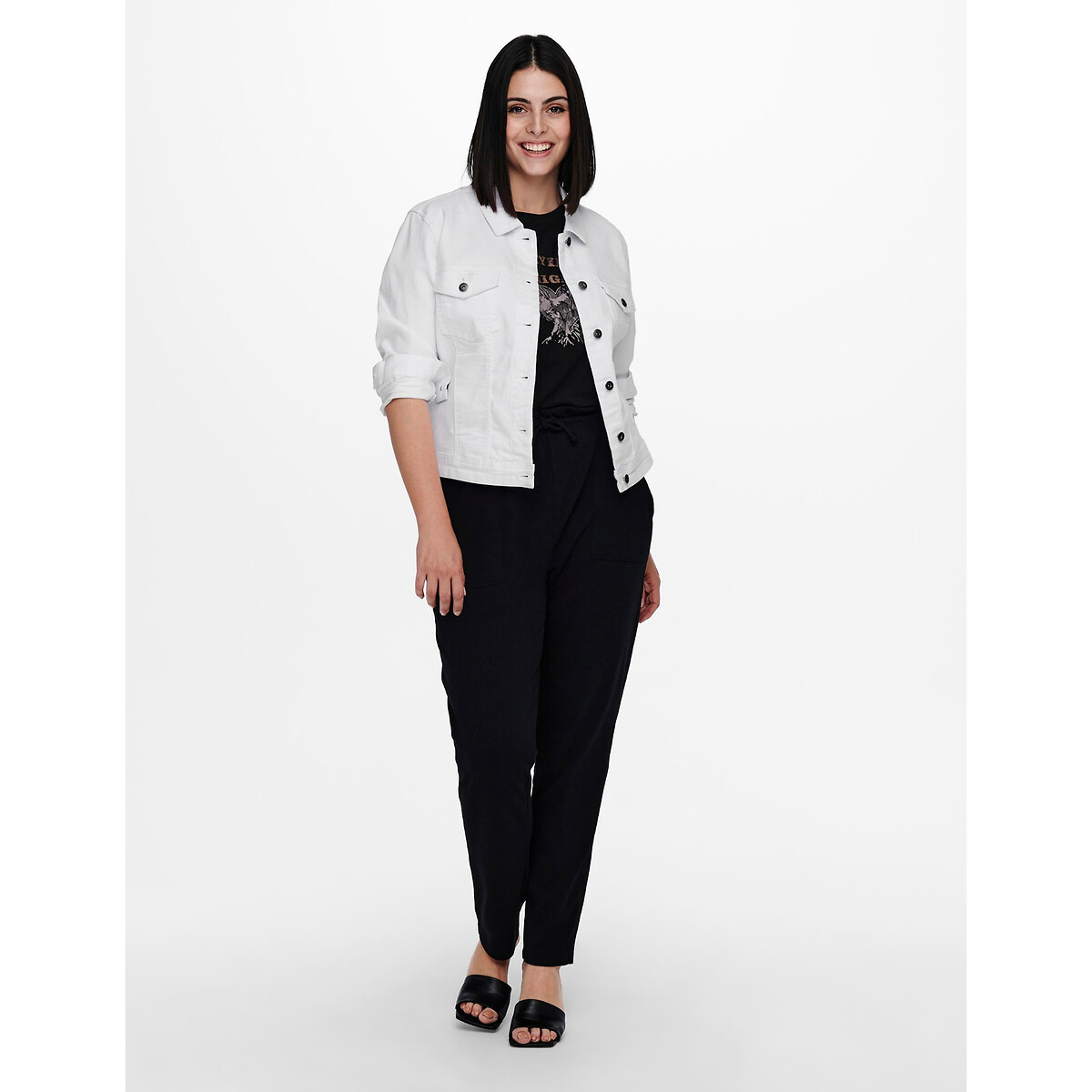 Veste courte en jean blanc, ONLY CARMAKOMA