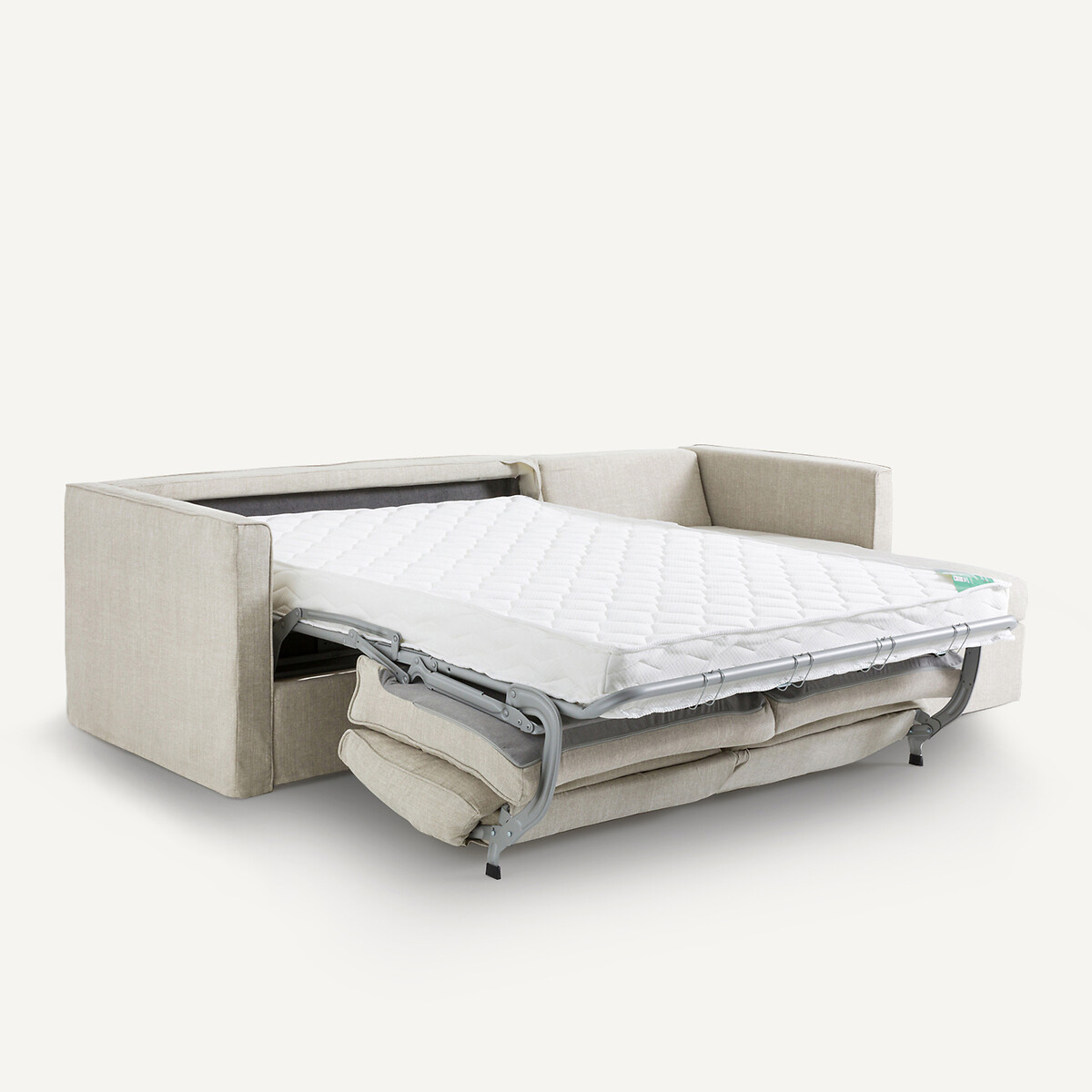 Divano letto angolare reversibile in cotone e lino, Camille beige, AM.PM