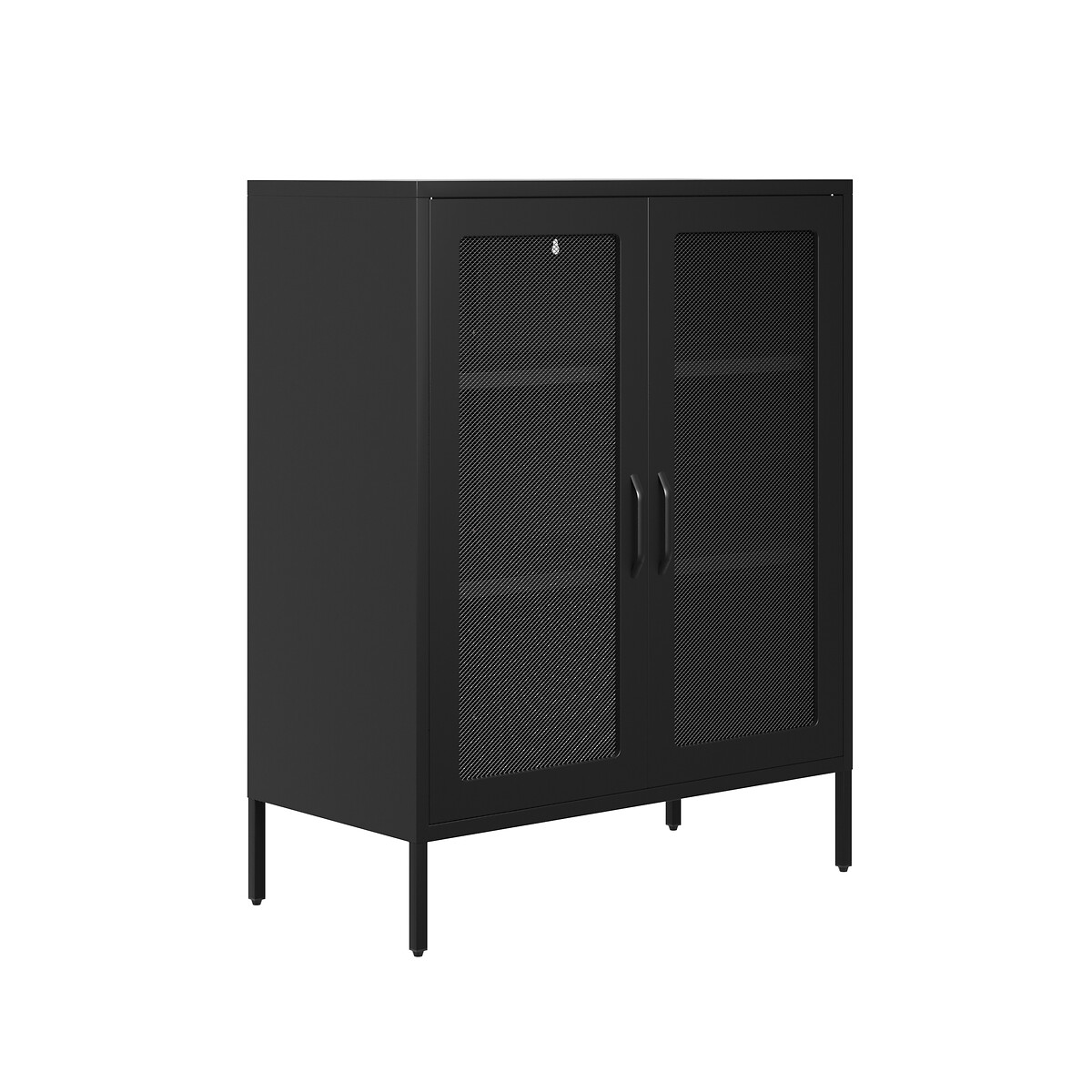 Timpani Industrial 2 Door Metal Mesh Cabinet black, SO'HOME