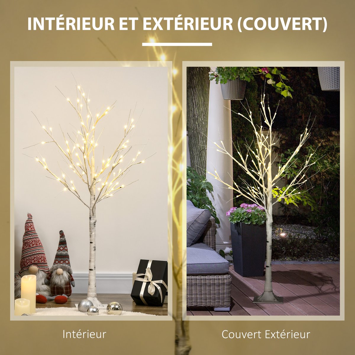 Arbre illuminé PP Blanc blanc, HOMCOM