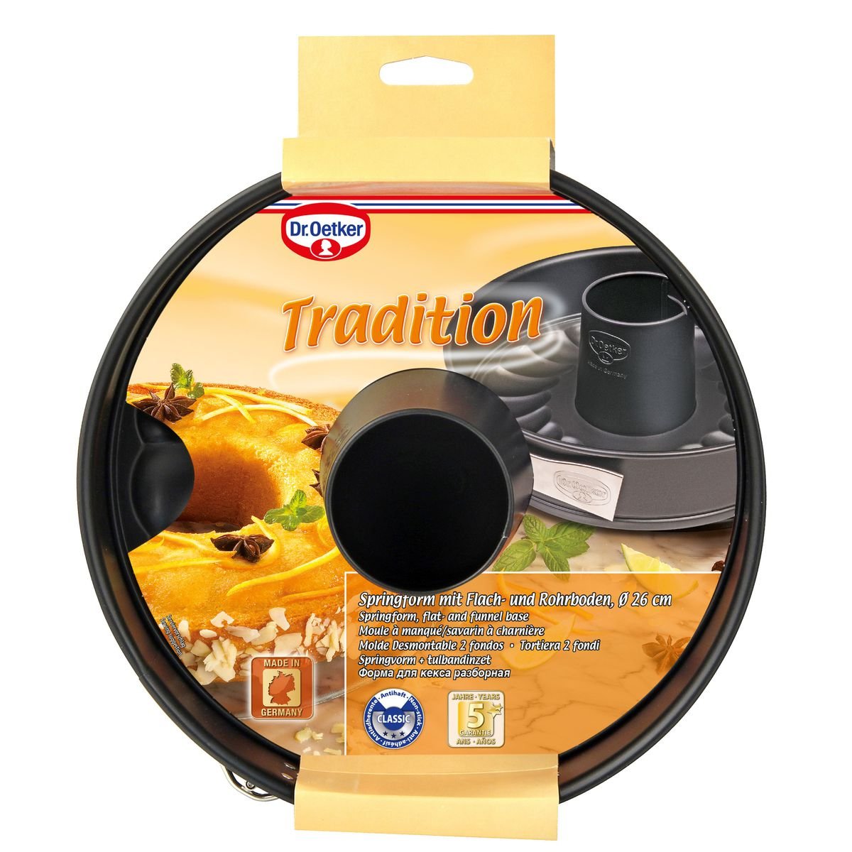 Lot de 2 moules à manqué 26/26 cm en acier TRADITION noir, DR OETKER