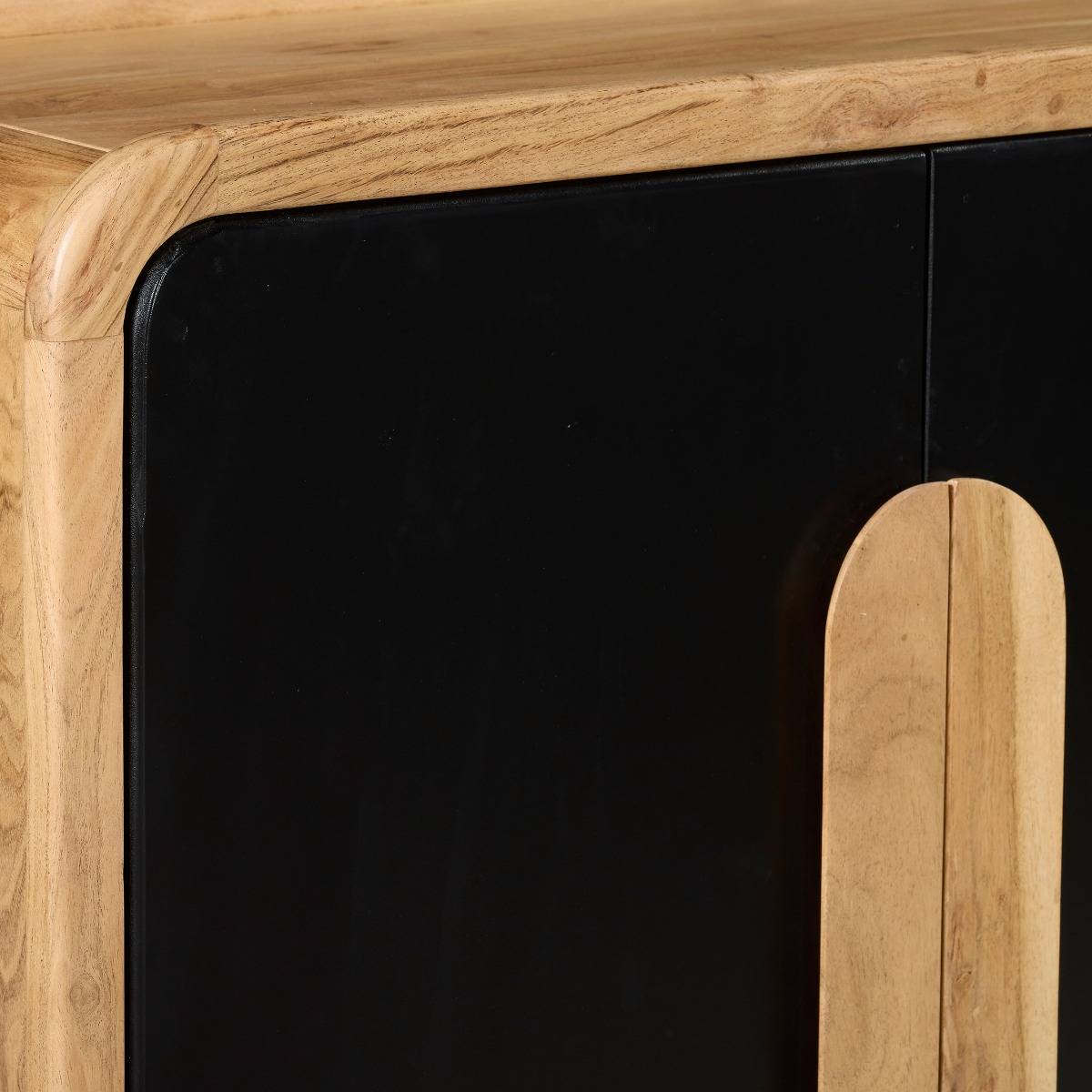 Buffet 4 portes en bois d'acacia CESAR noir, MADE IN MEUBLES