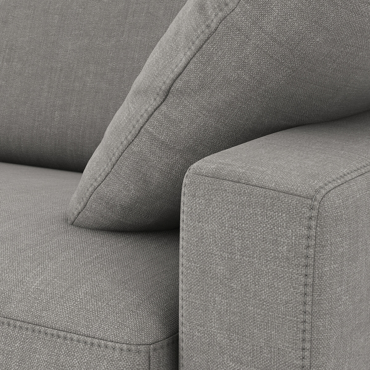 Canapé d'angle, convertible, 4 places, coton et lin, mousse Premium HR, TIMOR gris clair, LA REDOUTE INTERIEURS
