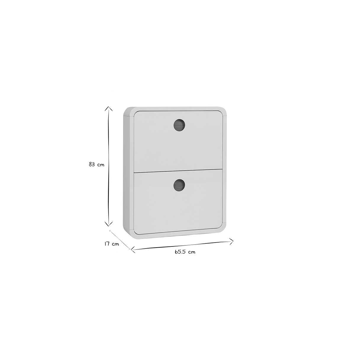 Meuble à chaussures design finition blanc brillant 2 tiroirs L66 cm KOPEN blanc, MILIBOO