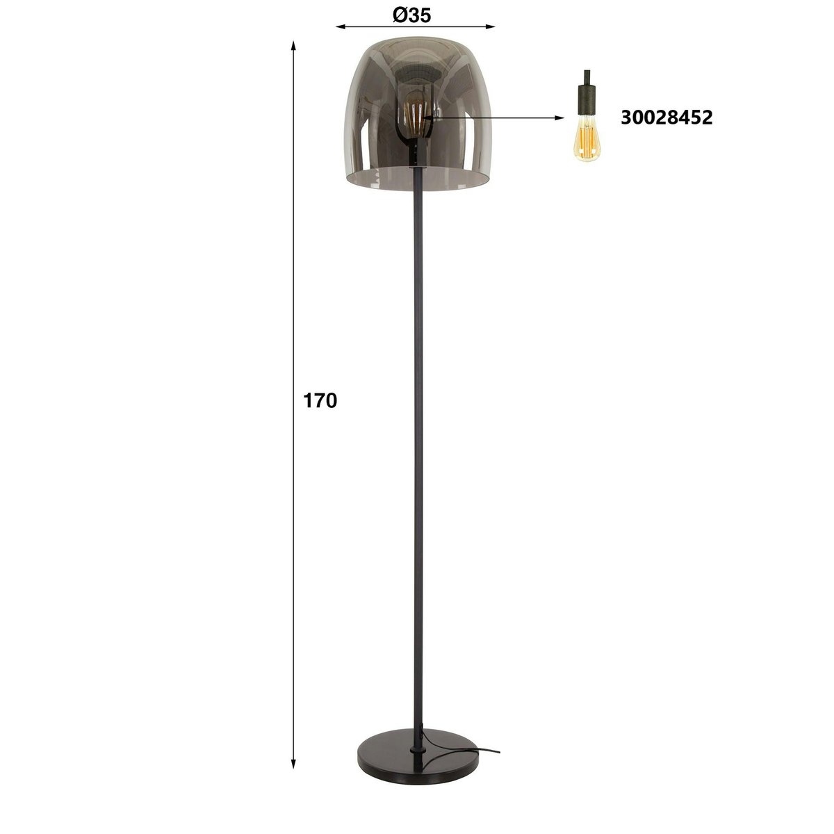 Lampadaire en verre fumé gris NIAGARA argenté, PIER IMPORT