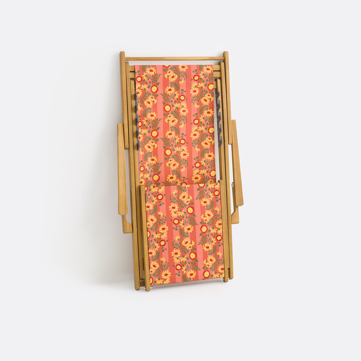 Liegestuhl aus massivem Akazienholz, Stoff mit Blumendruck, VALERIA motiv blumen, LA REDOUTE INTERIEURS