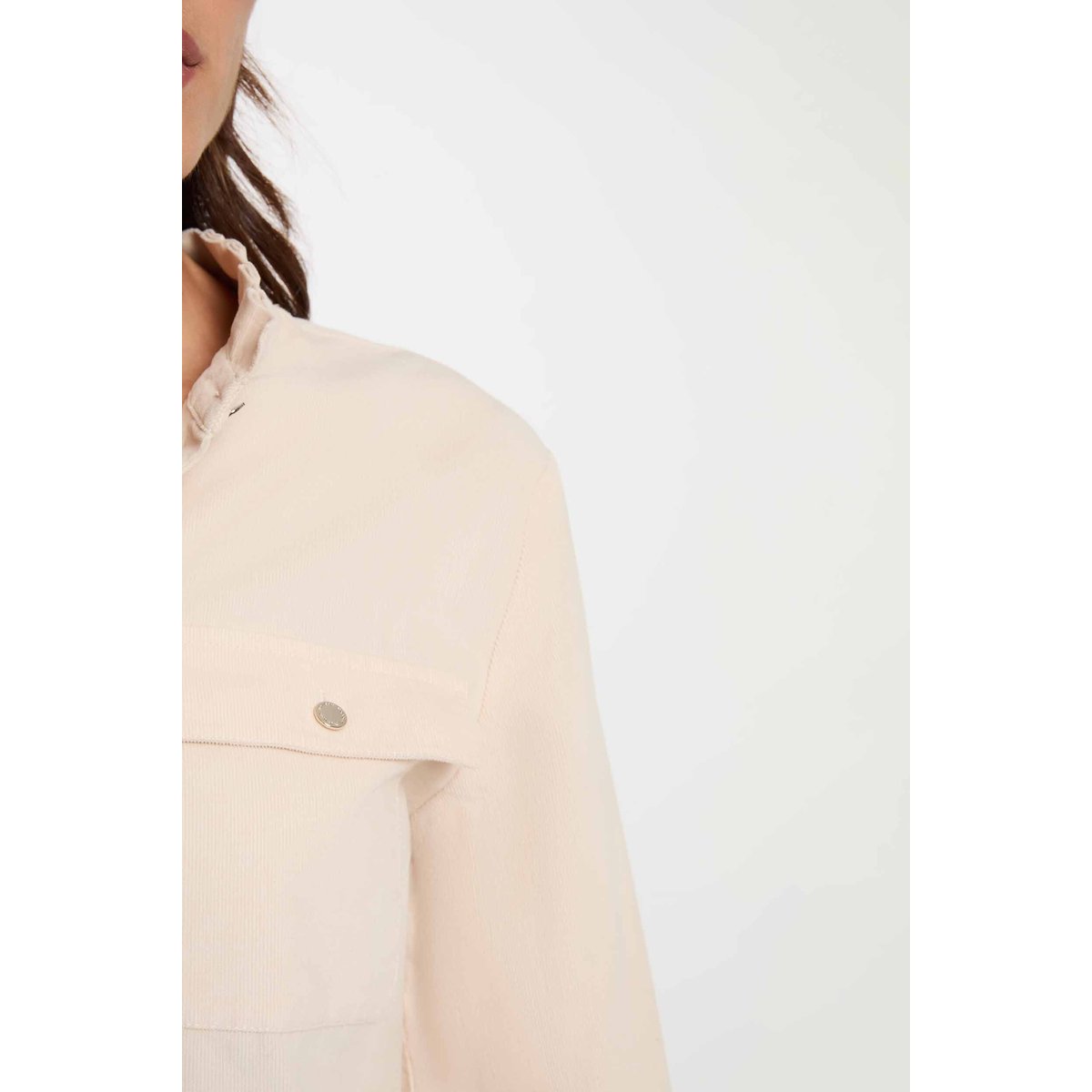 Chemise velours manches longues ivoire, MORGAN