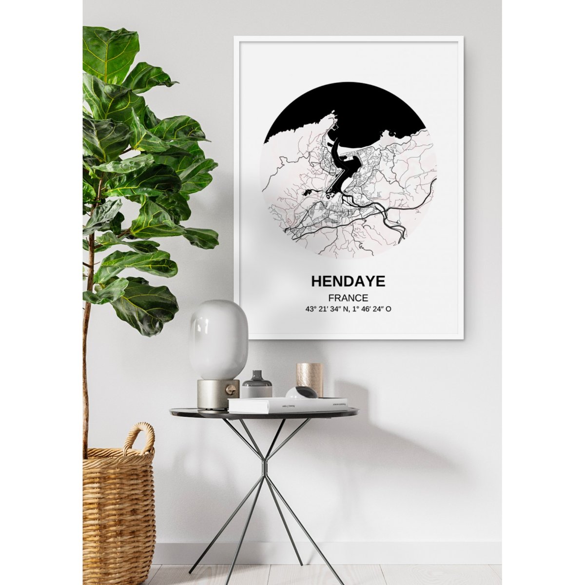Affiche Carte Hendaye blanc, L'AFFICHERIE