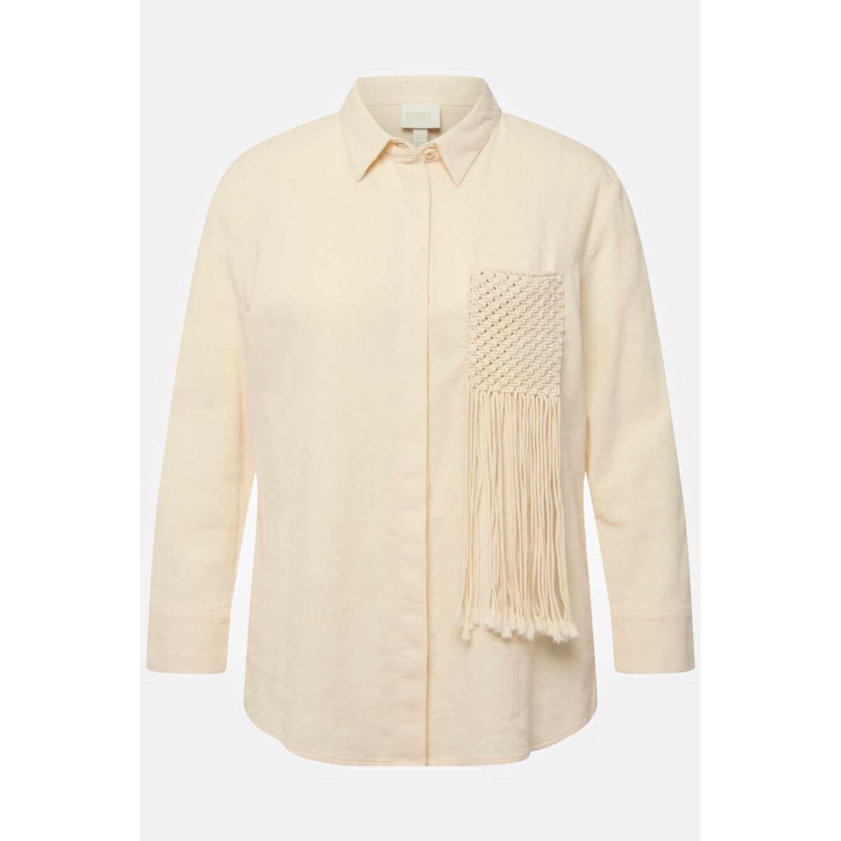 Chemisier en coton bio texturé. Col chemise pop corn, ULLA POPKEN