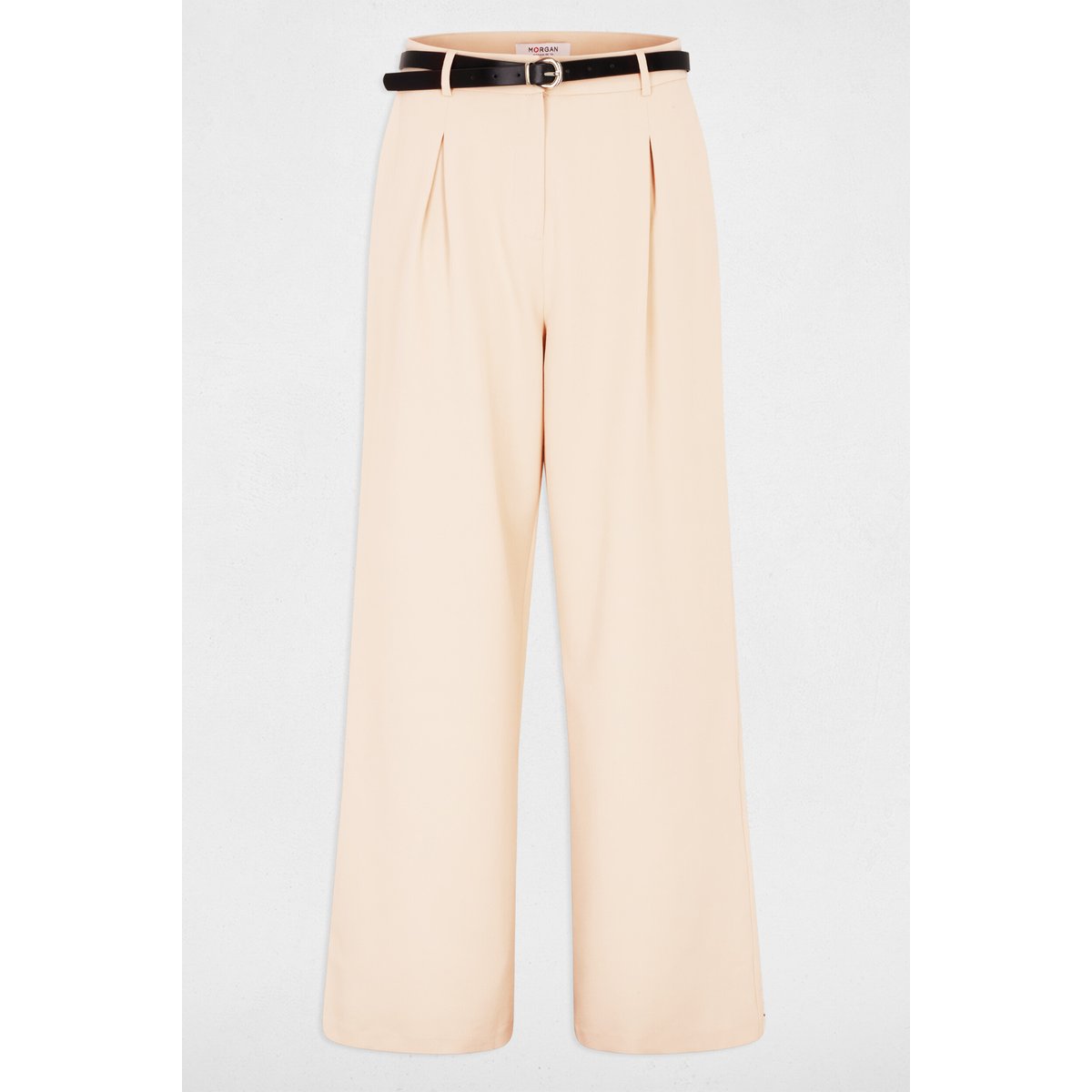 Pantalon large taille haute beige, MORGAN