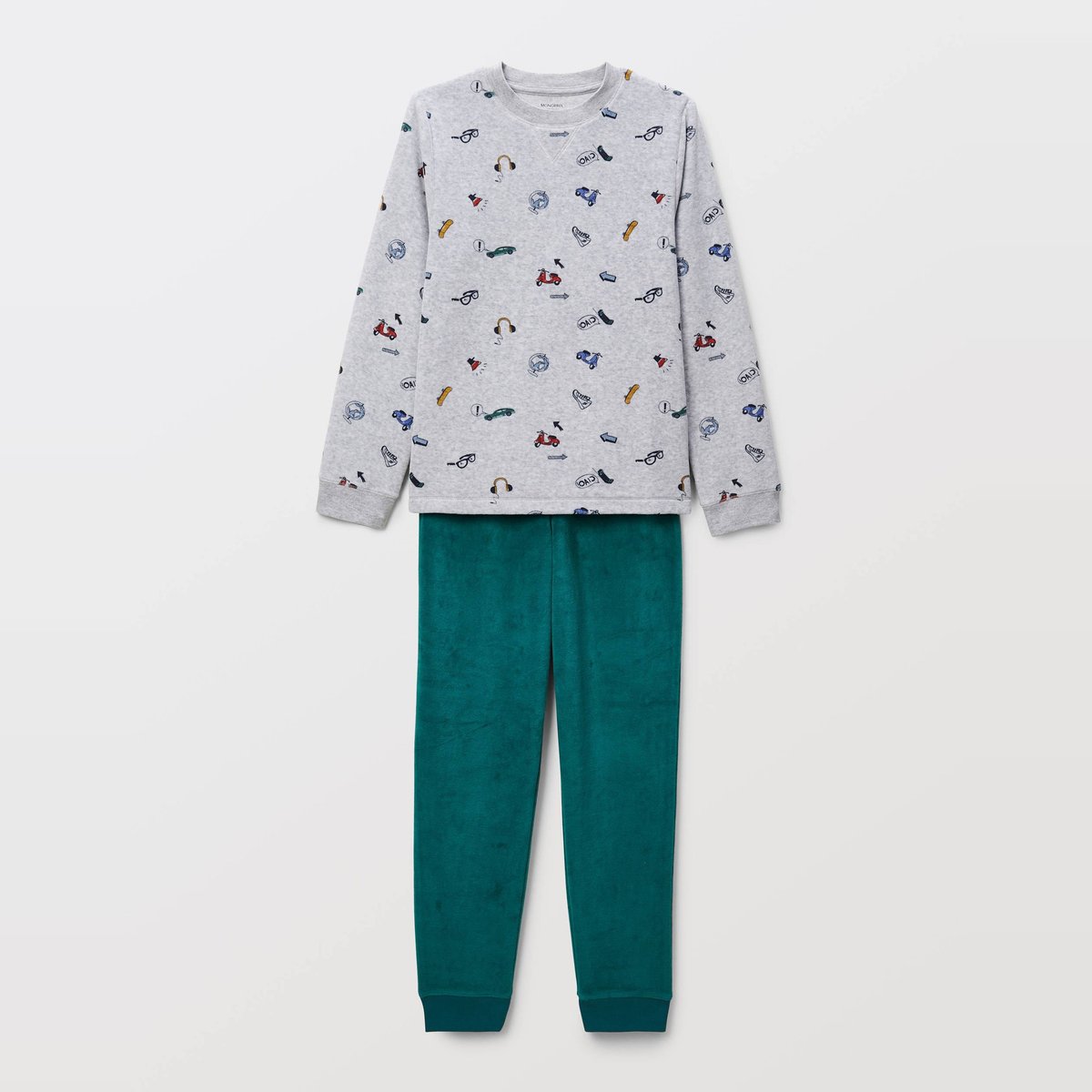 Pyjama velours manches longues imprimé en coton BIO GOTS bayou, MONOPRIX
