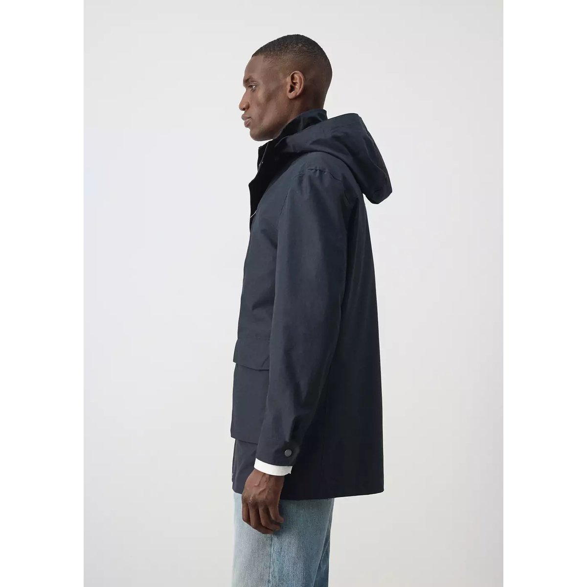 Parka capuche résistante à l’eau bleu nuit, MANGO MAN