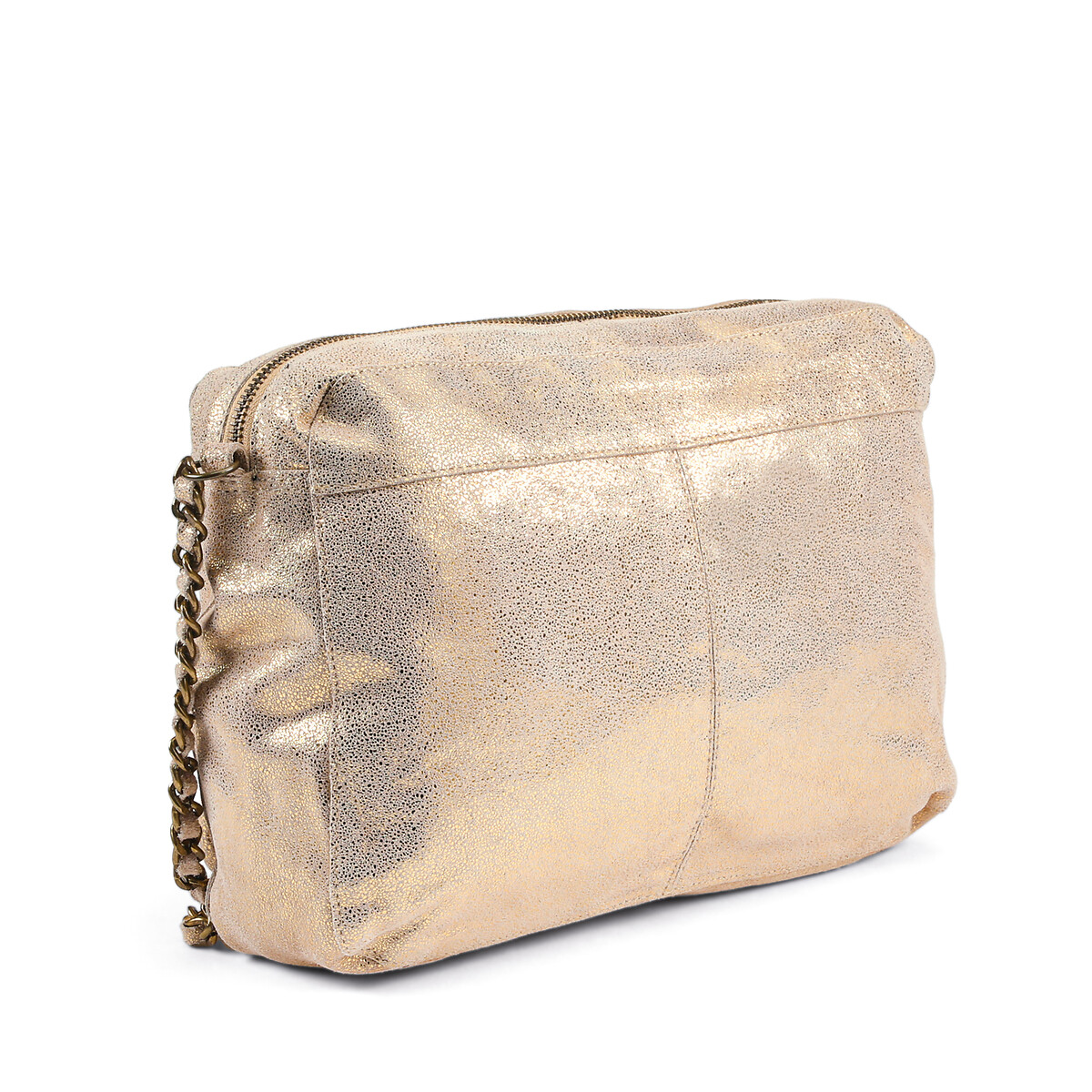 Grand sac à main en cuir Naina doré, PIECES
