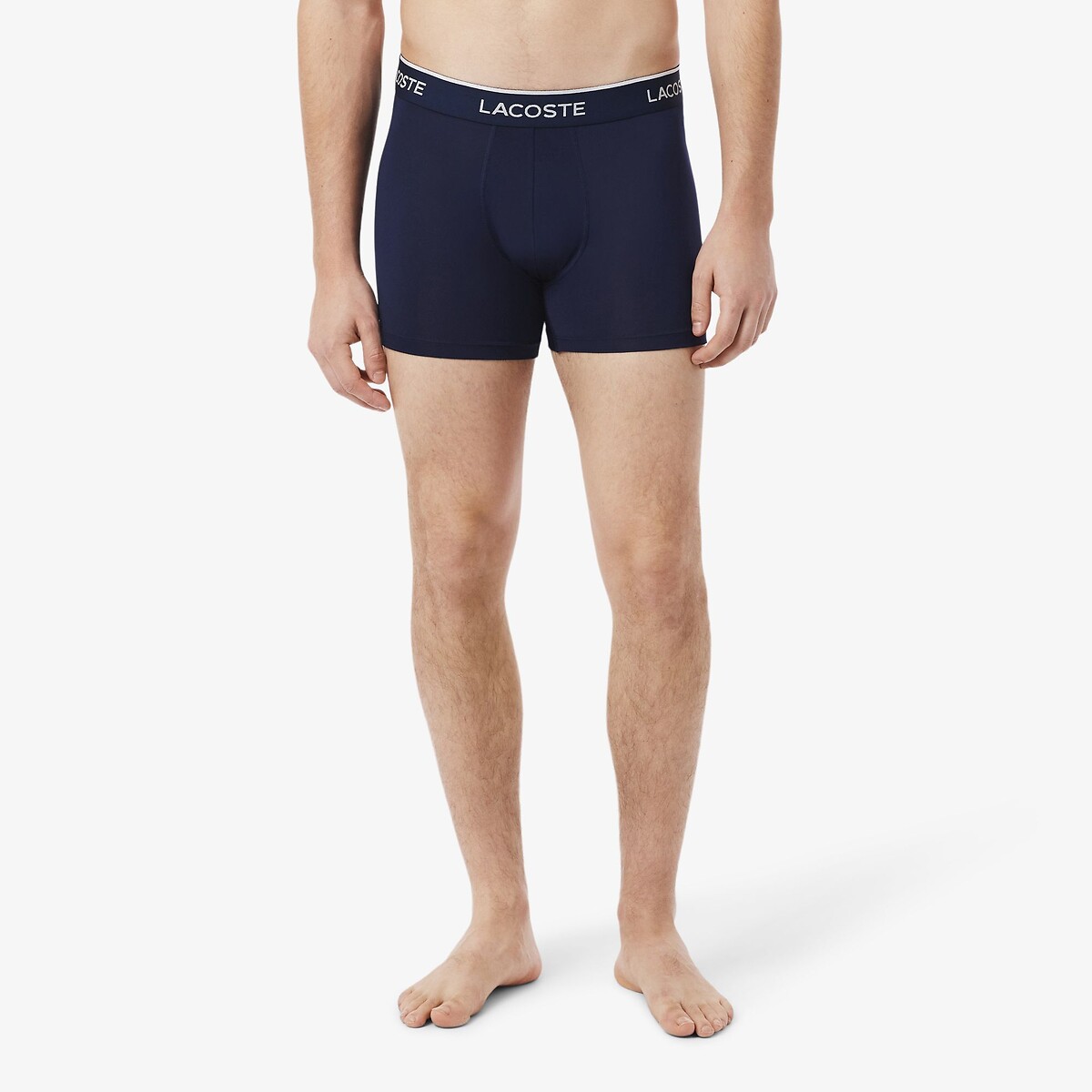 Confezione da 3 boxer in microfibra blu, LACOSTE