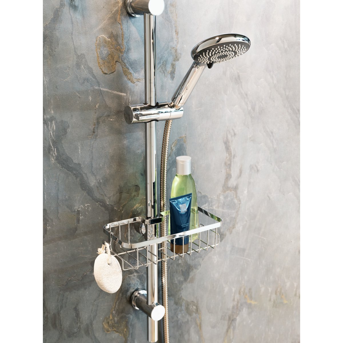Panier étagère pour barre de douche FLORESTA chromé, WENKO
