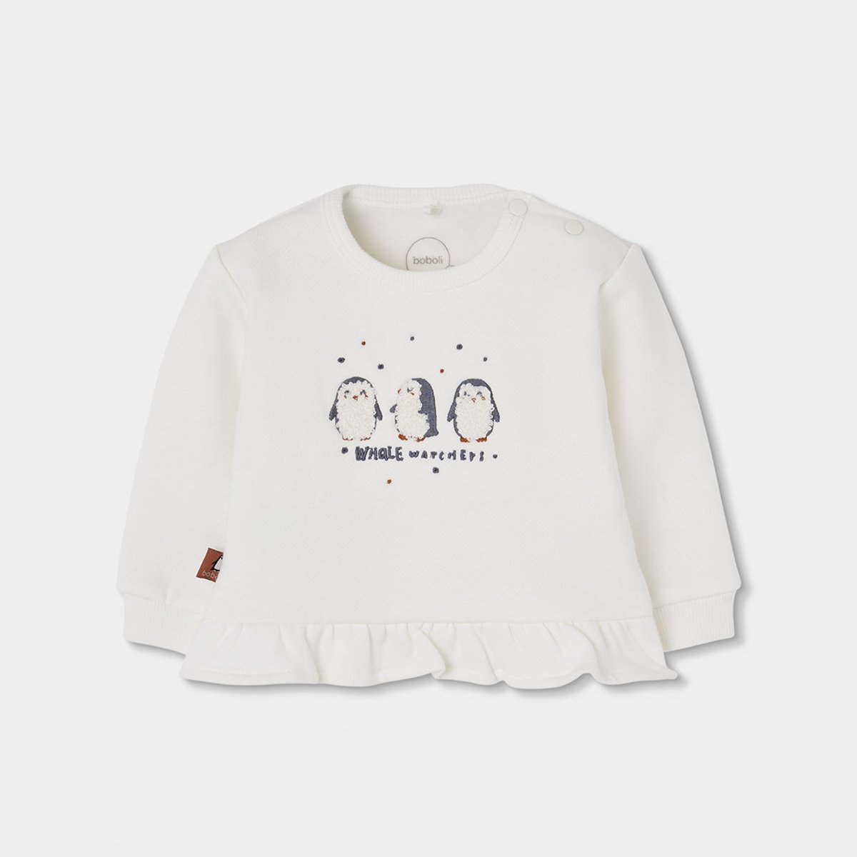Ensemble bébé fille en maille imprimé pingouins blanc, BOBOLI