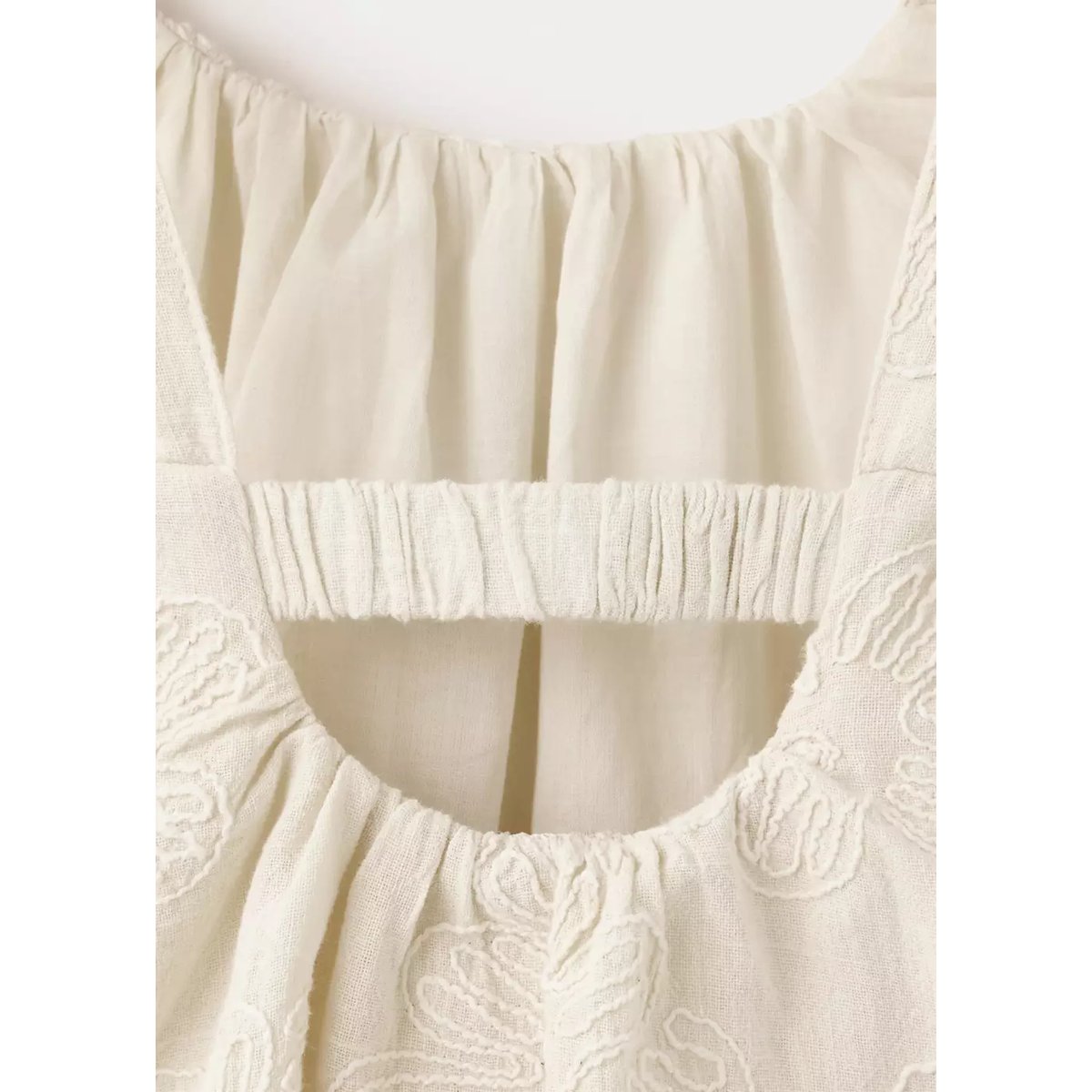 Combinaison à bretelles avec broderie florale écru, MANGO KIDS