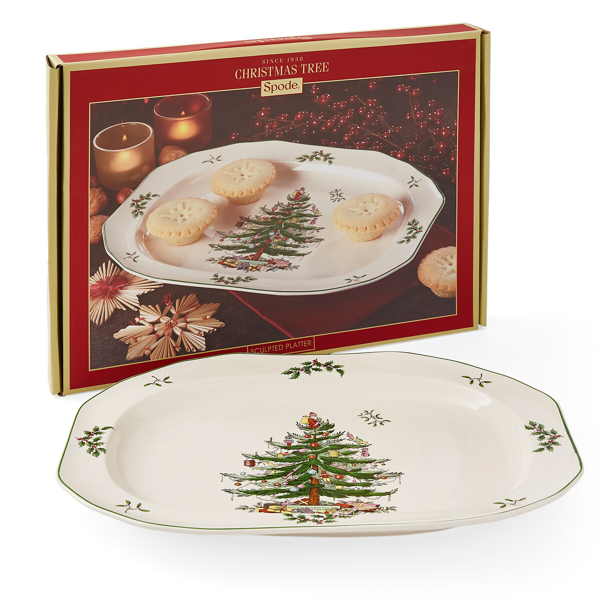 Christmas Tree Sculpted Platter white, SPODE