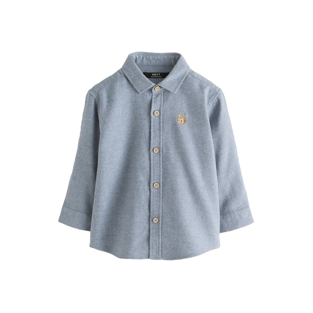 Chemise chinée effet brossé à personnage ours bleu, NEXT