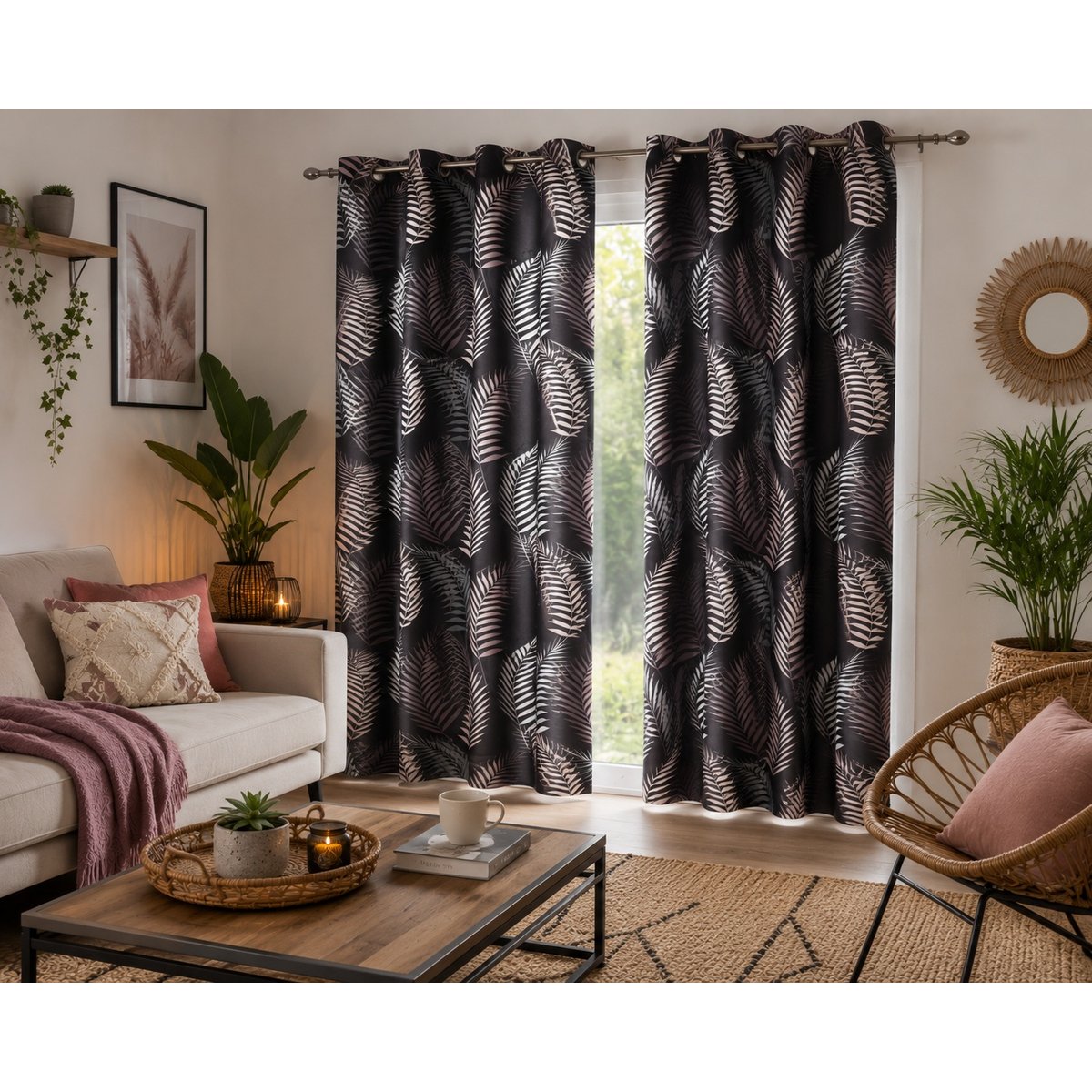 Rideau a oeillets en polyester Goyave marron, EDEN