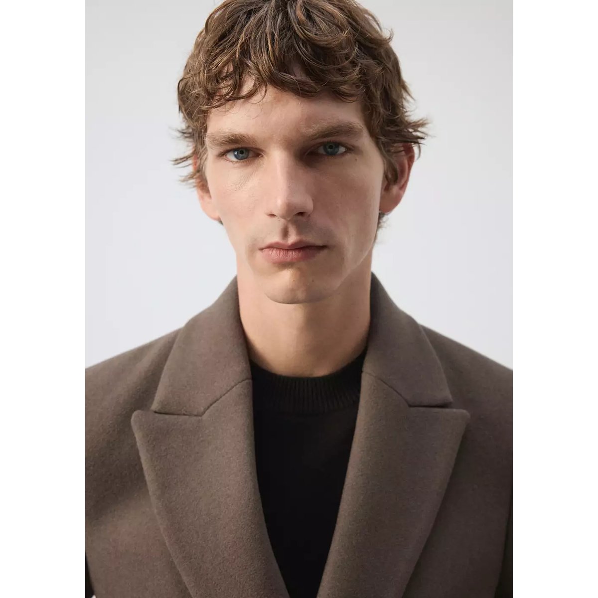 Manteau laine mélangée boutons gris foncé, MANGO MAN