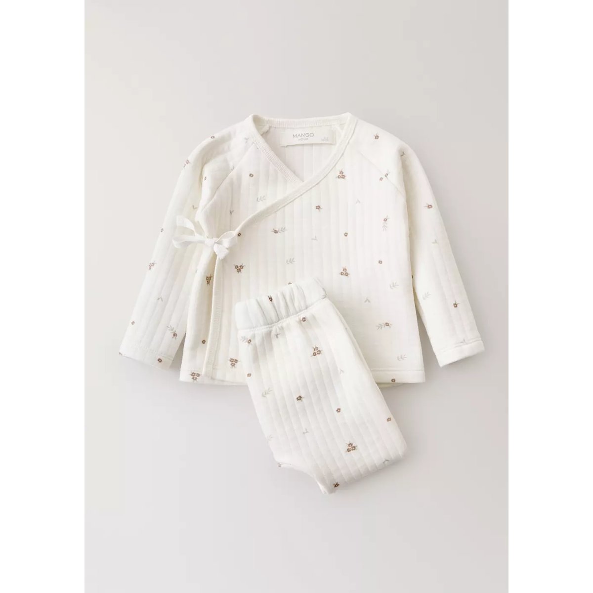 Combinaison pyjama imprimée blanc cassé, MANGO HOME