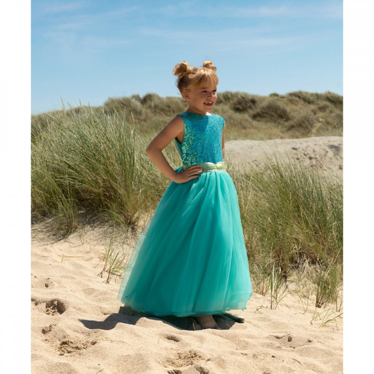 Robe Joséphine 3-4 ans vert, PIOUPIOU ET MERVEILLES