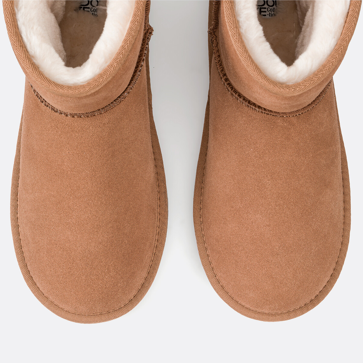 Boots fourrées en cuir camel, LA REDOUTE COLLECTIONS
