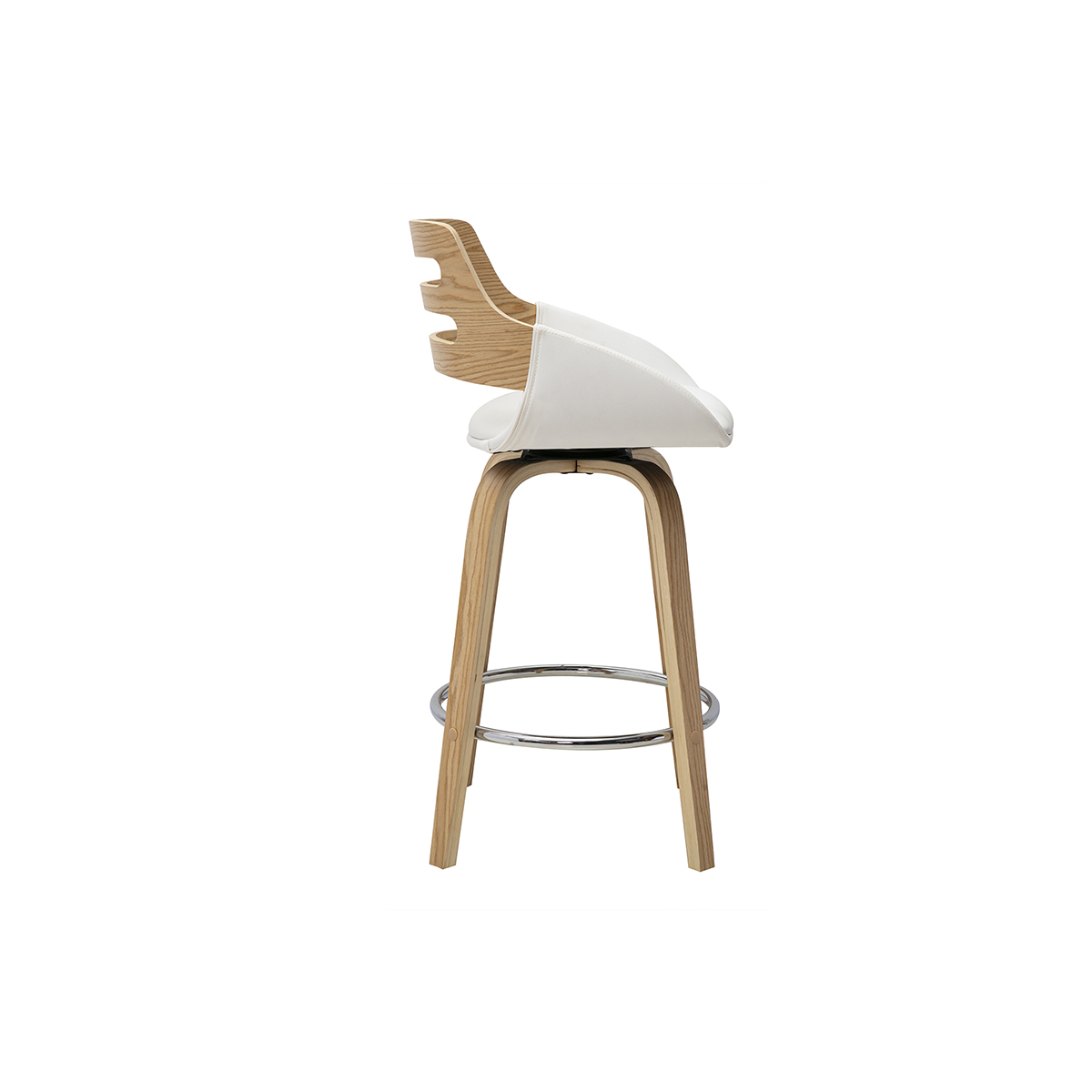 Tabourets de bar scandinaves pivotants blancs et bois clair H65.5 cm (lot de 2) PERNIK blanc, MILIBOO