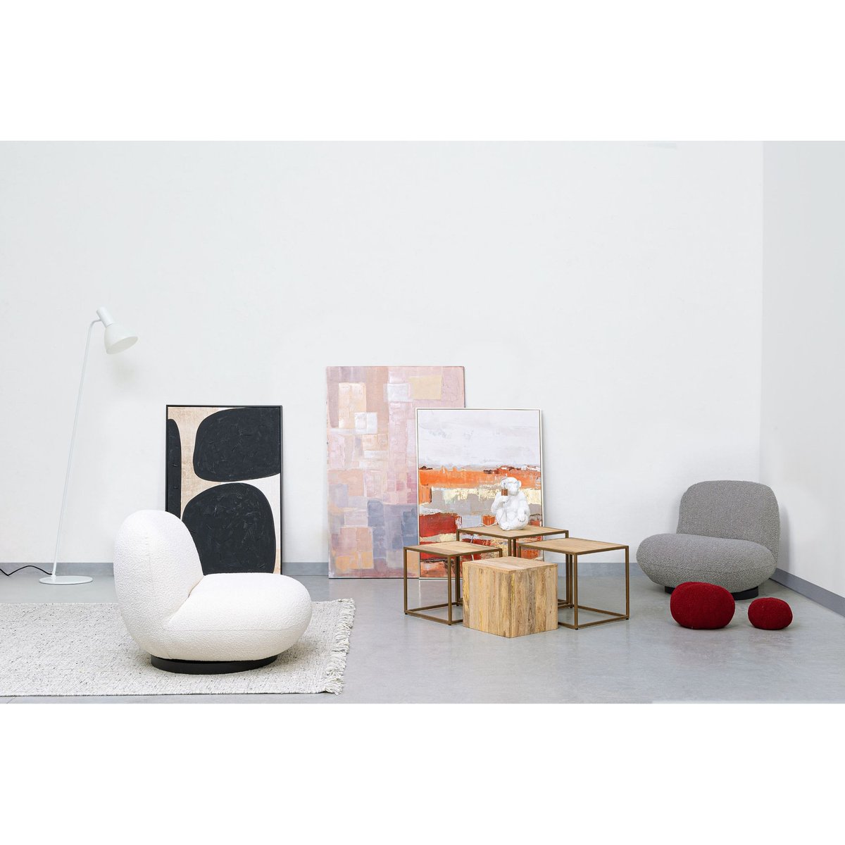 Fauteuil pivotant en tissu bouclette - JEAN gris, HELLIN, DEPUIS 1862