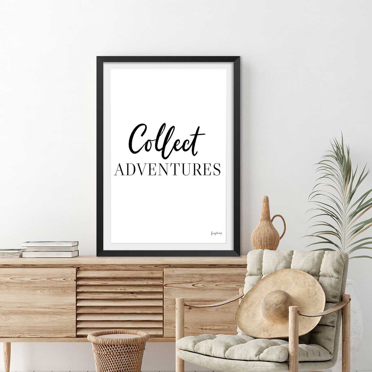 Poster collect adventure affiche + cadre en bois - noir, HEXOA