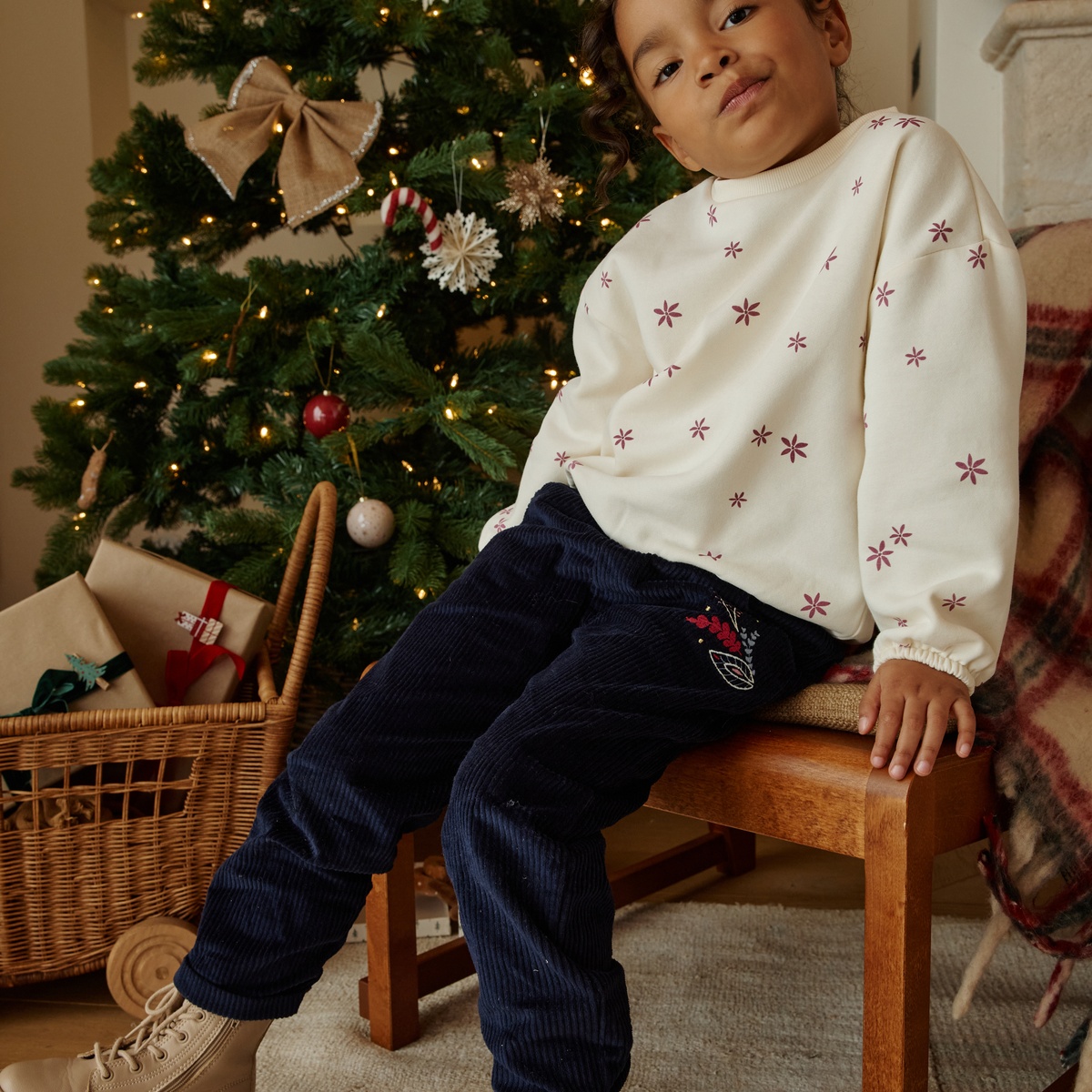 Pantalon bébé en velours côtelé Ilana bleu, PETIT BEGUIN