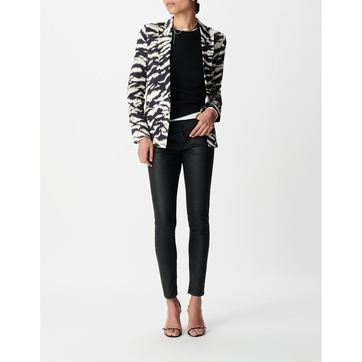 Blazer coupe droite animalier noir, IKKS