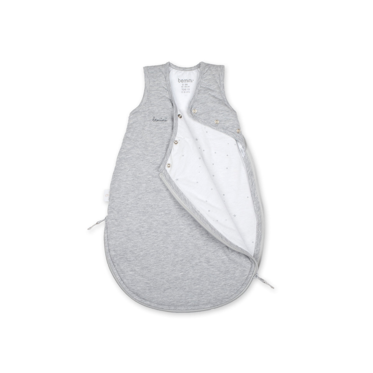 Gigoteuse sans manches mi-saison - TOG 1.5 Petit nid naissance mix grey, BEMINI