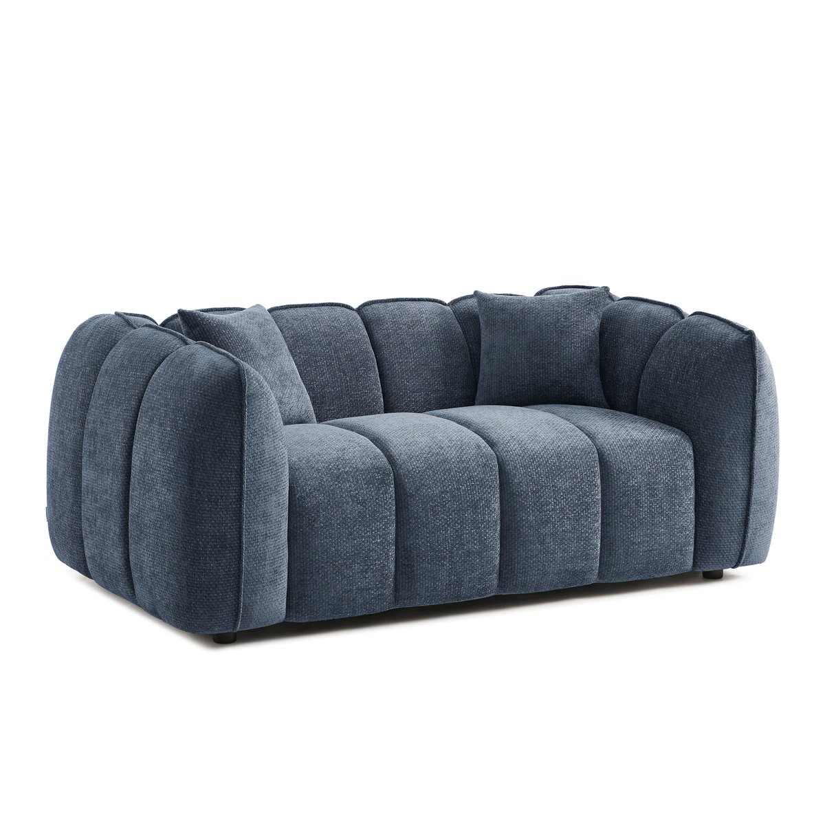 Canapé droit 2 places en tissu MATILDA bleu, SORELH