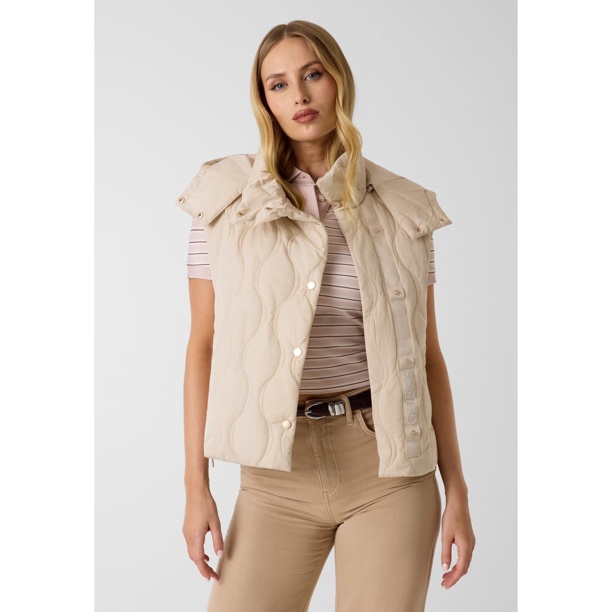 Veste Matelassée À Capuche crème, GUESS