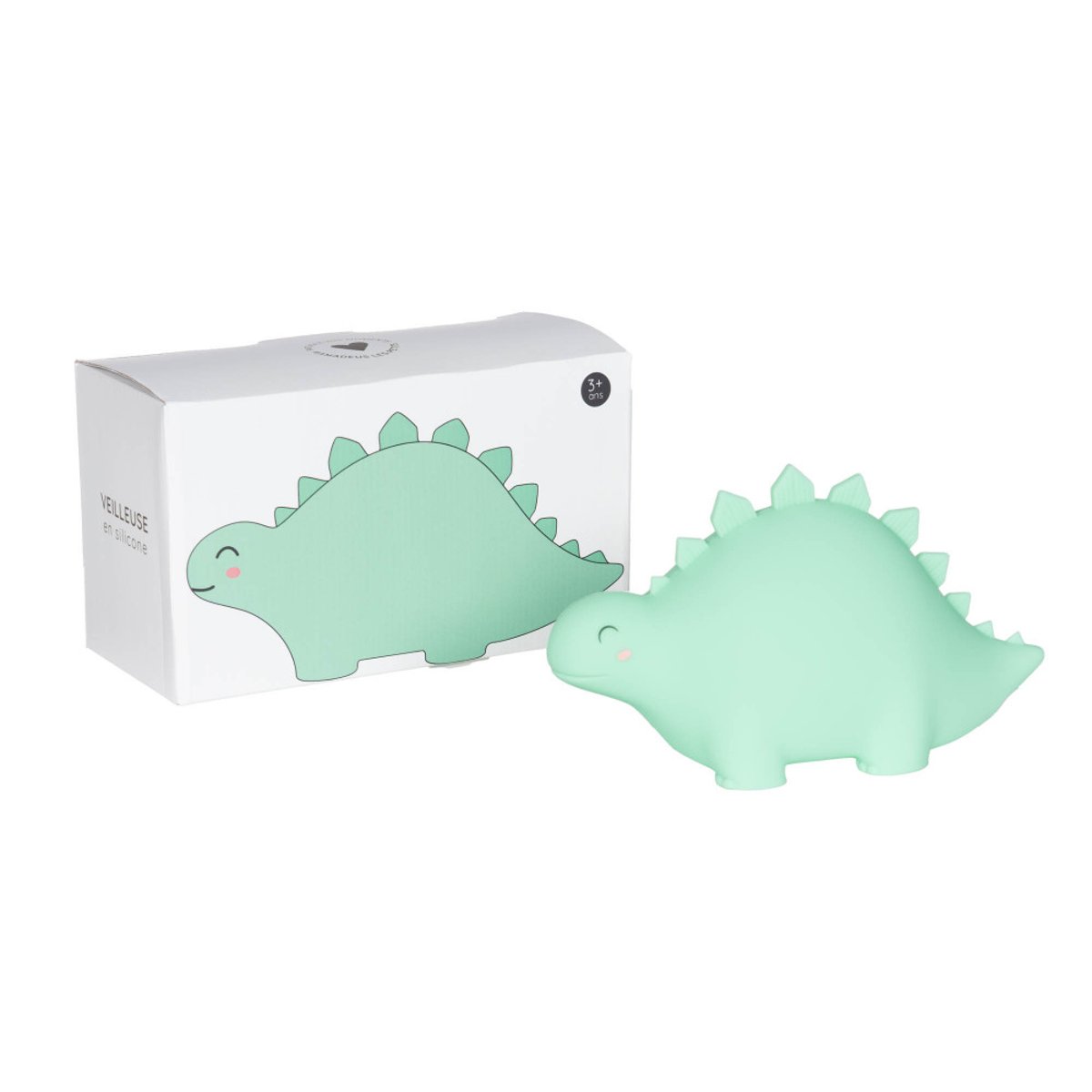 Veilleuse Dino en silicone rechargeable USB vert, AMADEUS LES PETITS