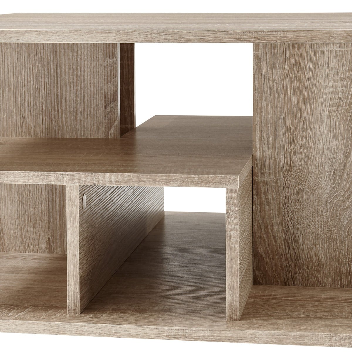 Table Basse sur Roulettes avec Niches de Rangement - 76 x 76 x H44 cm bois clair, CALICOSY
