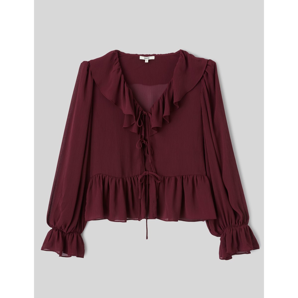 Blouse à volants bordeaux, BZB