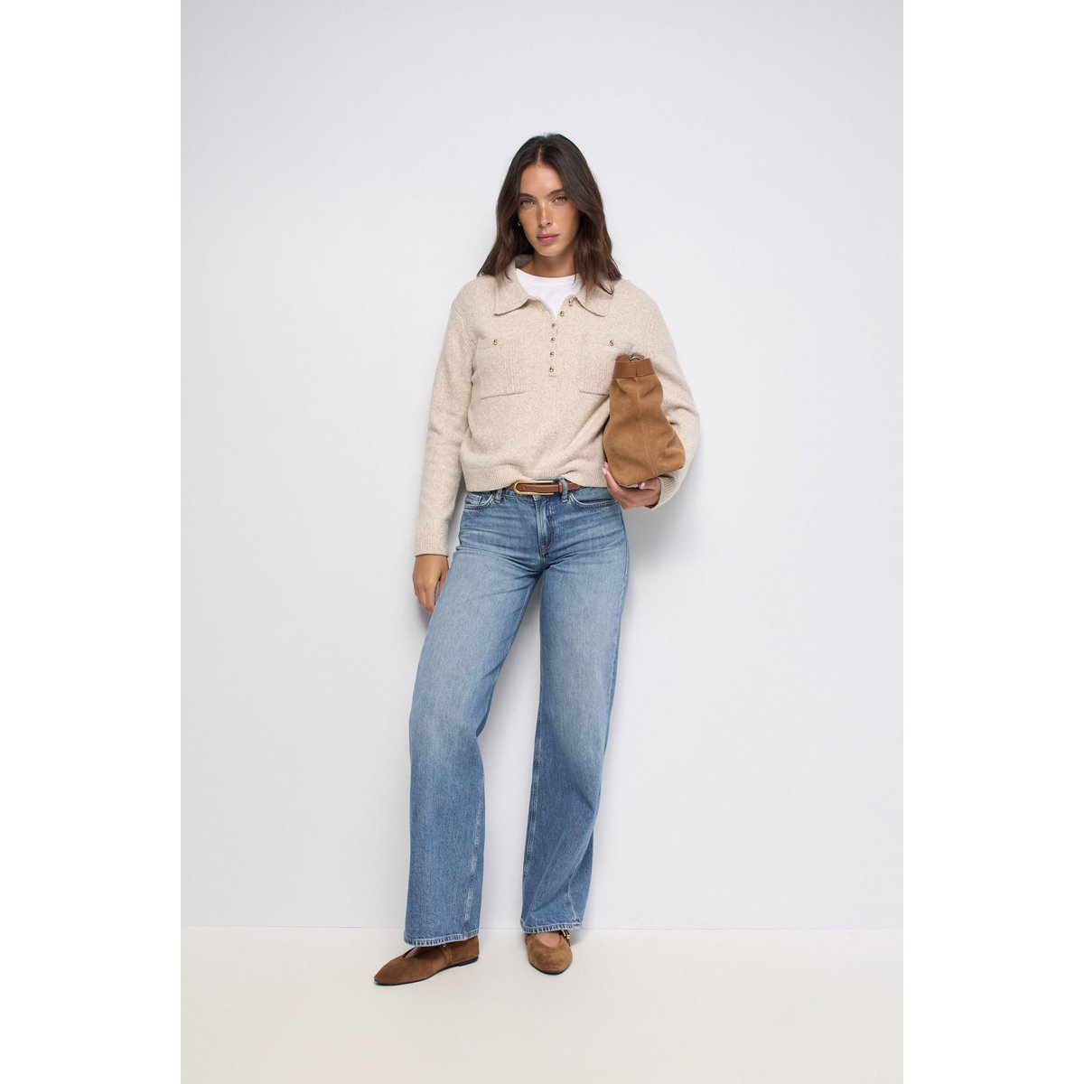 POLO EN MAILLE AVEC LAINE beige, SALSA JEANS