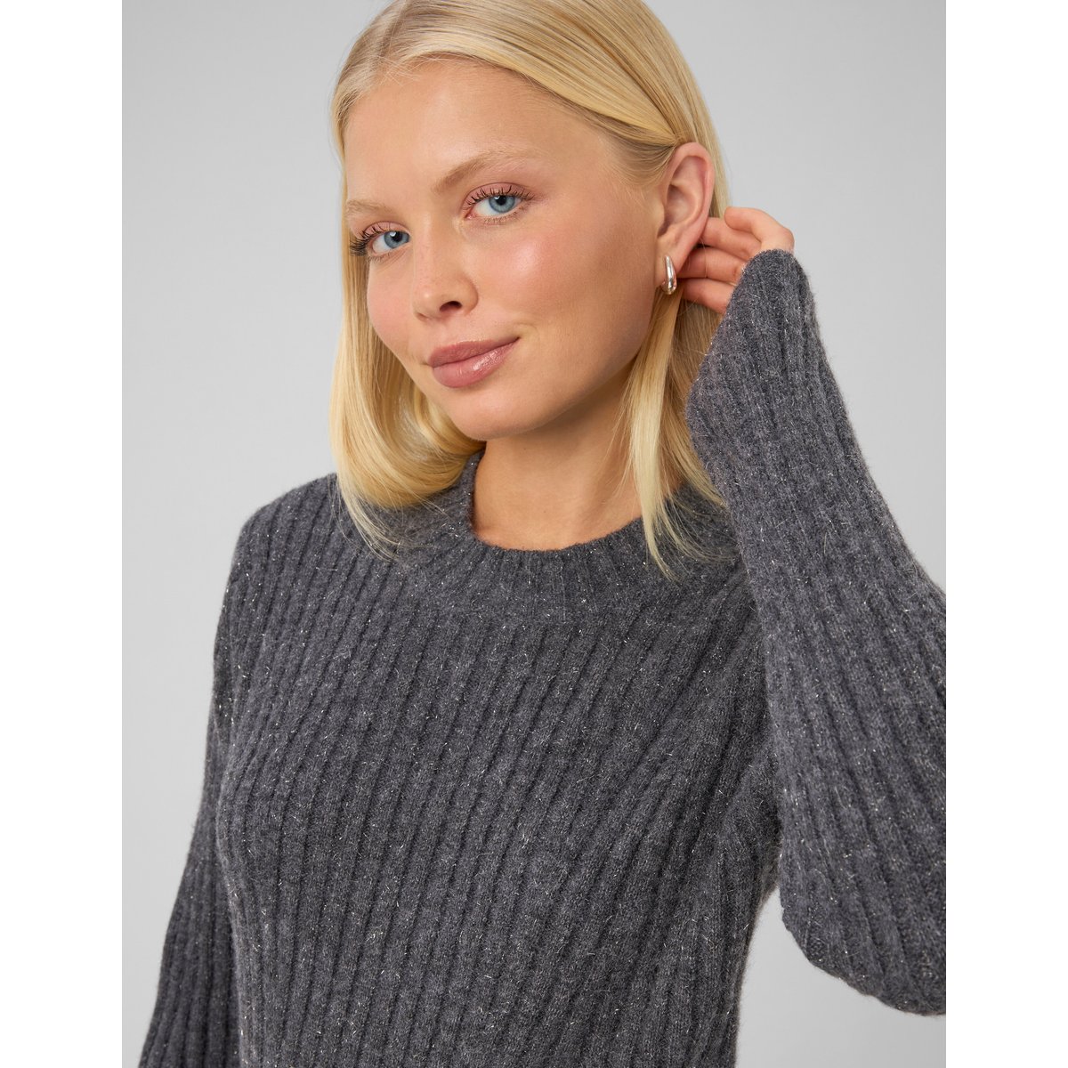 Robe pull côtelée gris clair, BZB