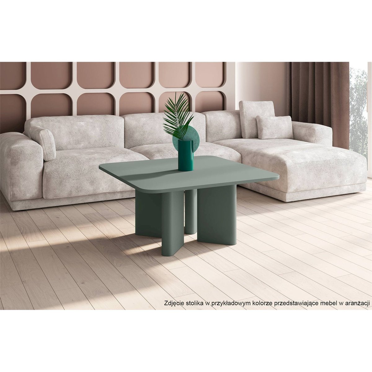 Table basse carrée en bois, Collection RALLITY cachemire, RECOLLECTION