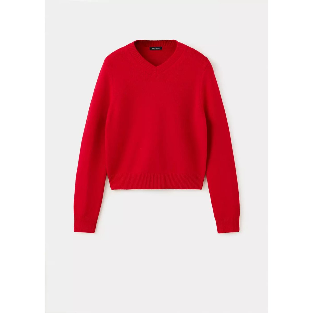 Pull-over laine col en V rouge, MANGO
