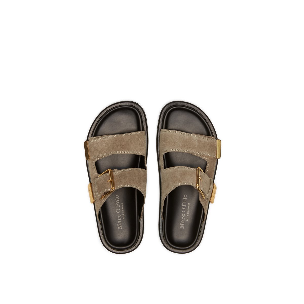 Mule en cuir de vachette velours noble grau, MARC O'POLO