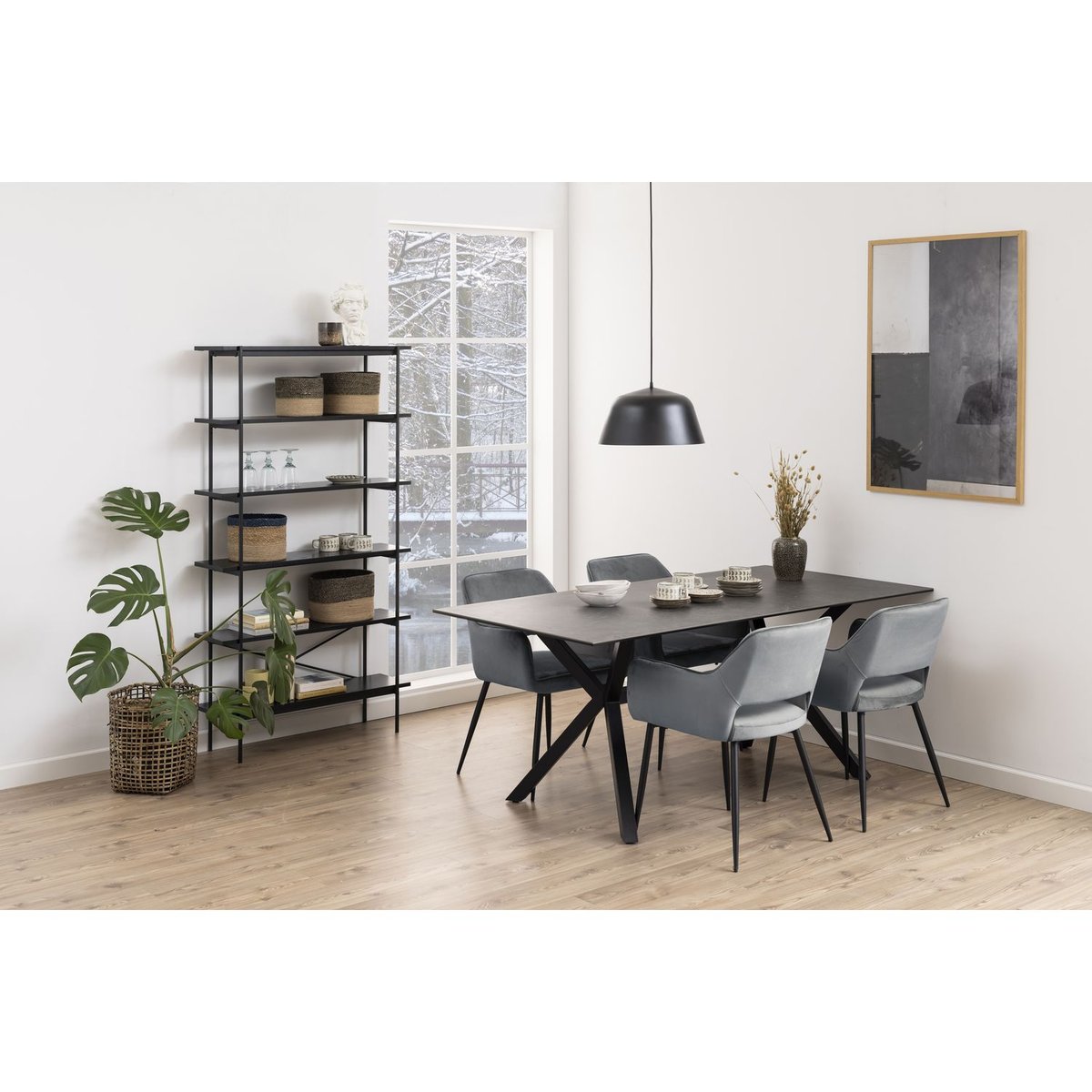 Bibliothèque 5 étagères design industriel ARIA noir, TOILINUX