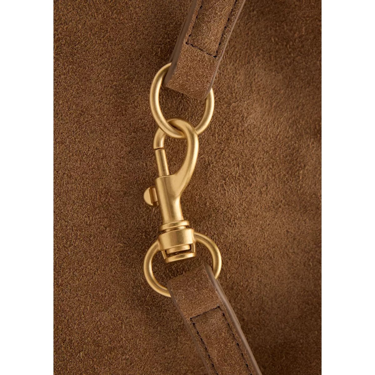 Sac seau en cuir suédé avec détail équestre marron moyen, MANGO