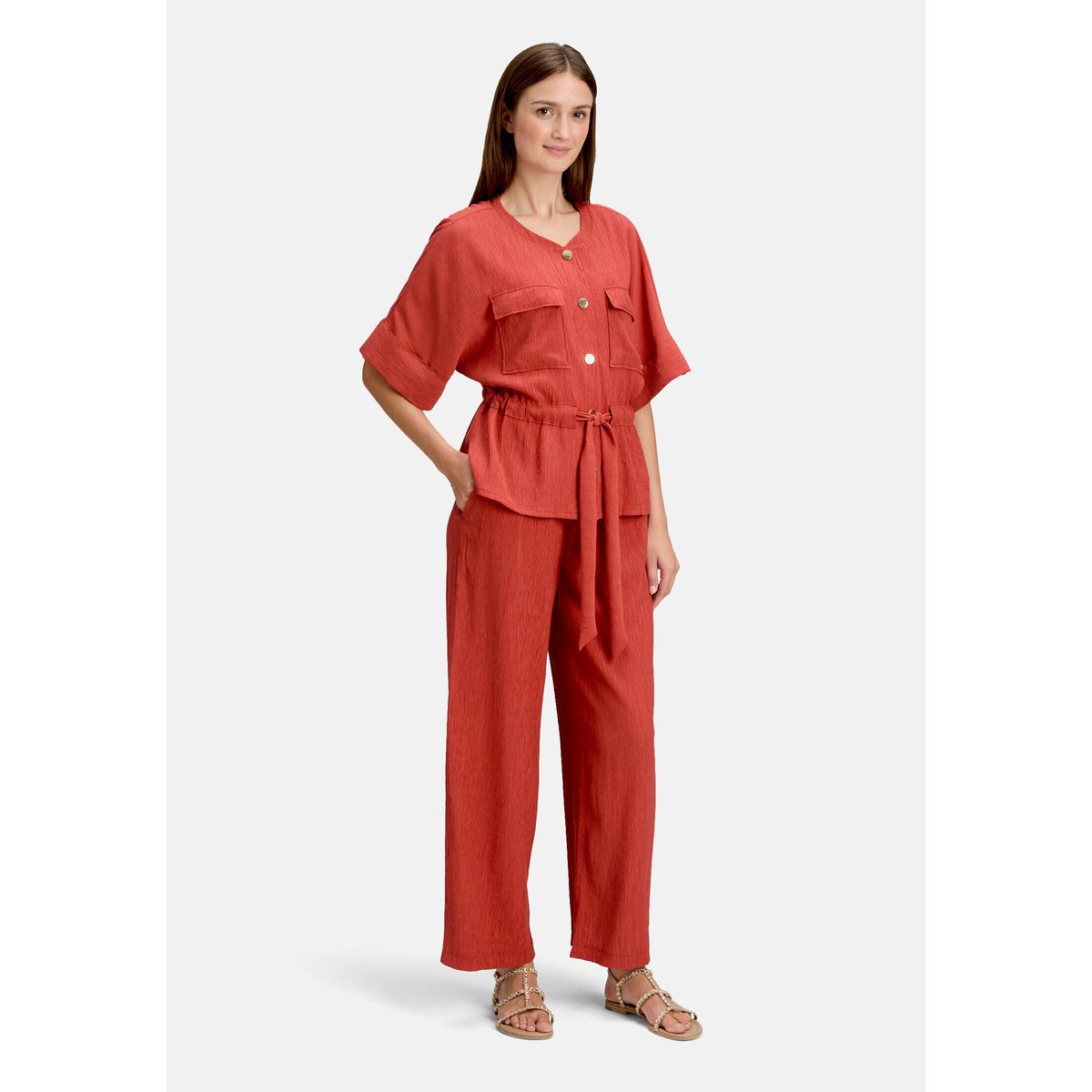 Pantalon à enfiler avec structure rouge foncé, BETTY & CO