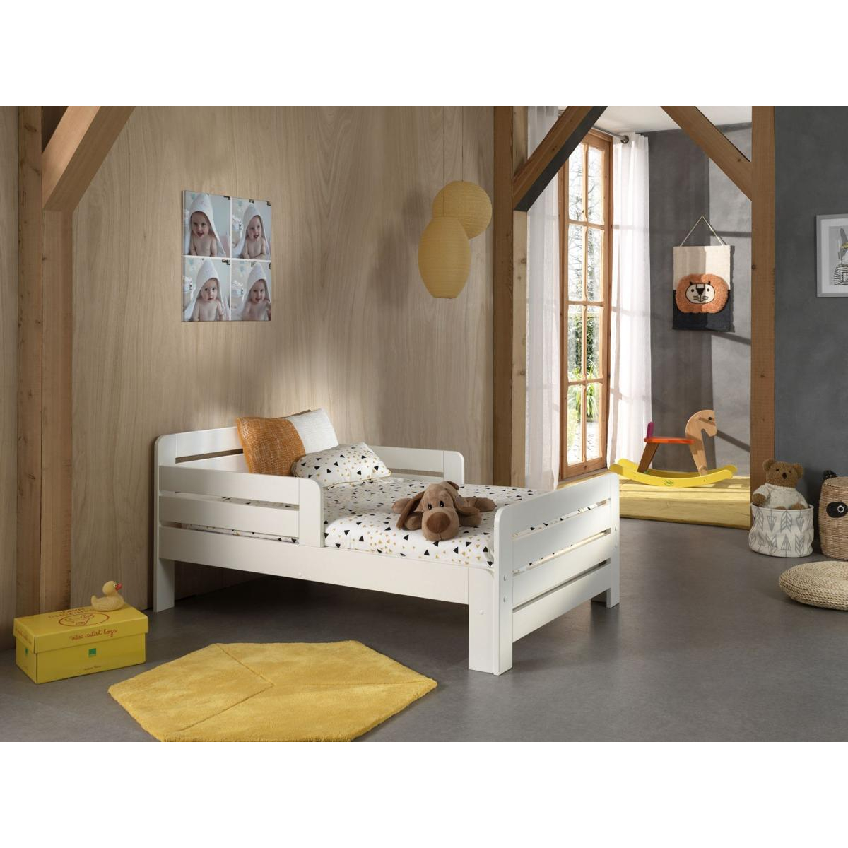 Lit évolutif JUMPER 140 avec matelas - blanc couleur unique, VIPACK