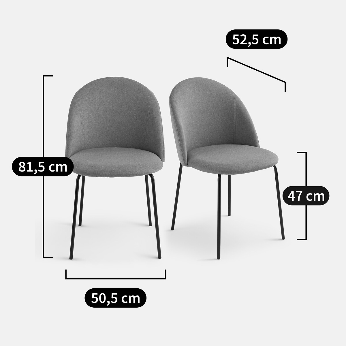 Lot de 2 chaises velours, Nordie ambre, LA REDOUTE INTERIEURS